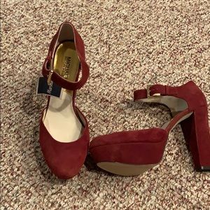 Michael Kota Burgundy Suede Platform Heels